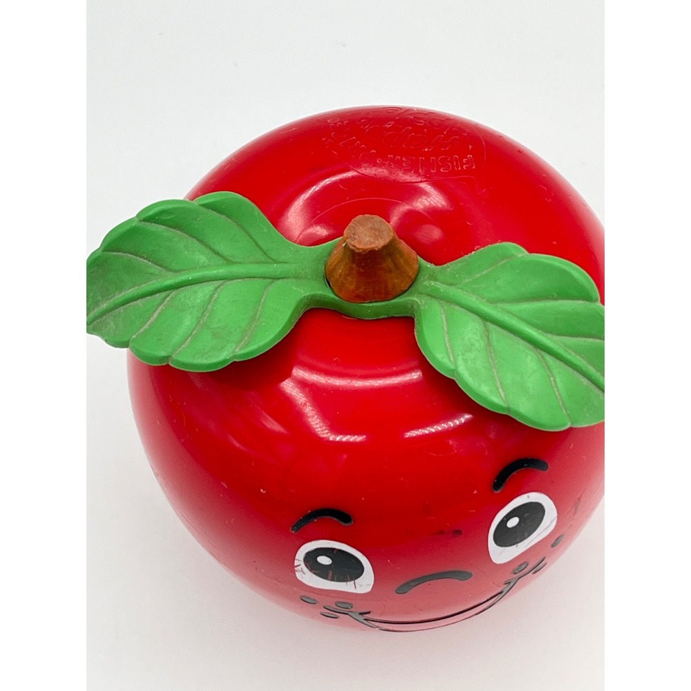 Vintage 1972 Fisher-Price Happy Apple Chime Toy Red Plastic Rattle 435 Smiling - Picture 8 of 12
